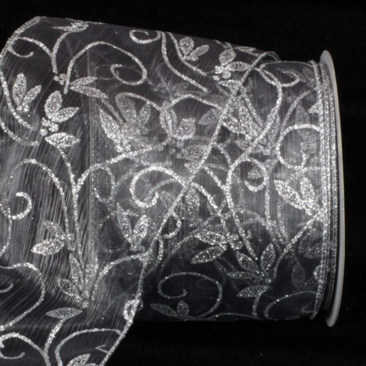 The Ribbon People Silver Kampai Swirl Wired Craft Ribbon 4" x 20 Yards